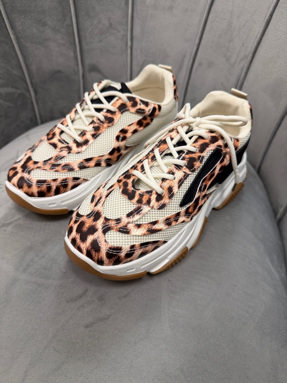 Mata Shoes Women's Chunky Leopard-Print Sneakers in Cream & Brown